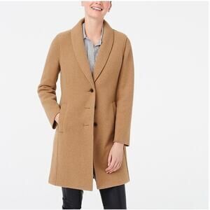 J Crew Topcoat Italian Boiled Wool Coat Jacket AB477 Camel Tan Size 14